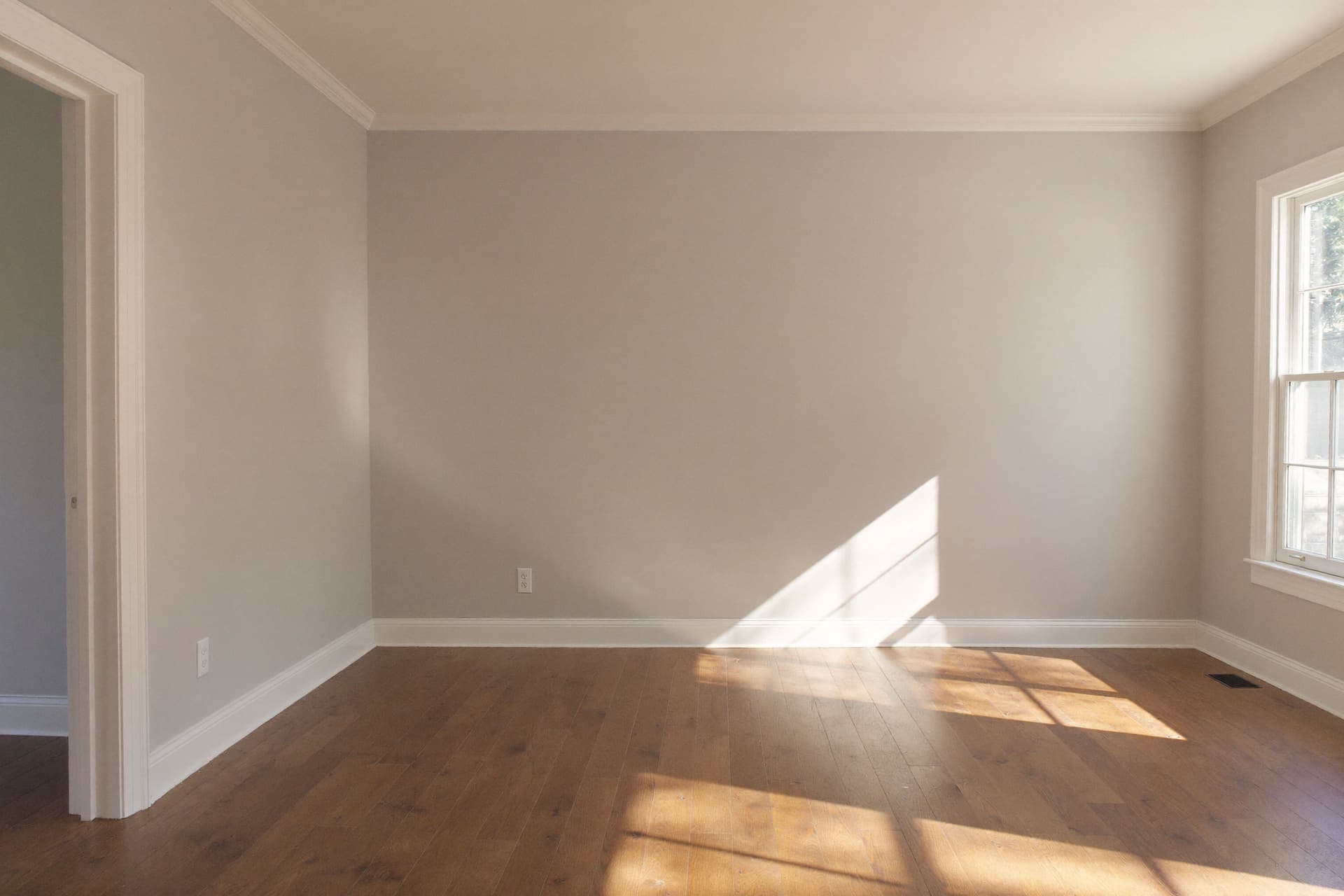 Bright interior room with smooth finished walls