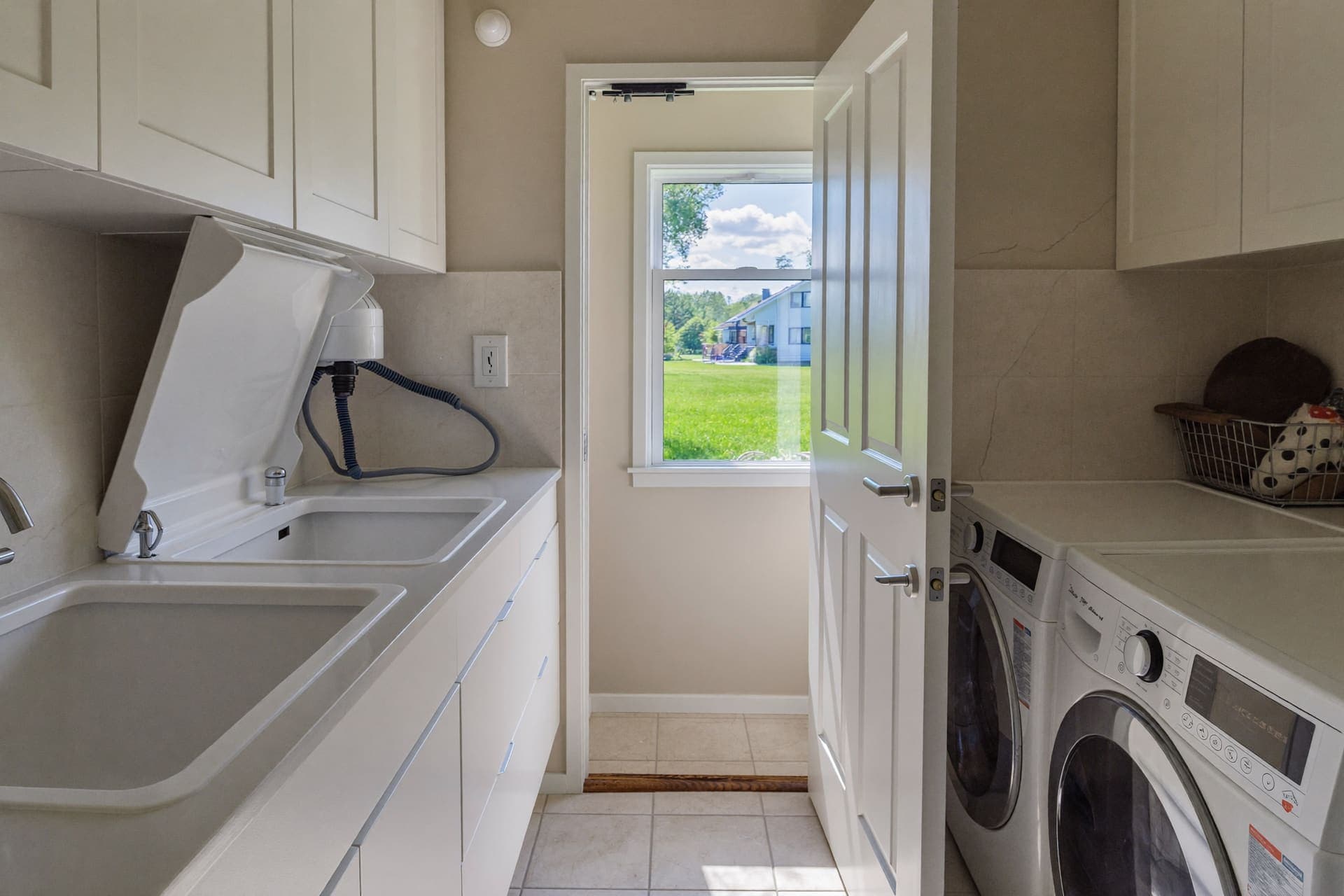 Clean utility room in a suburban home