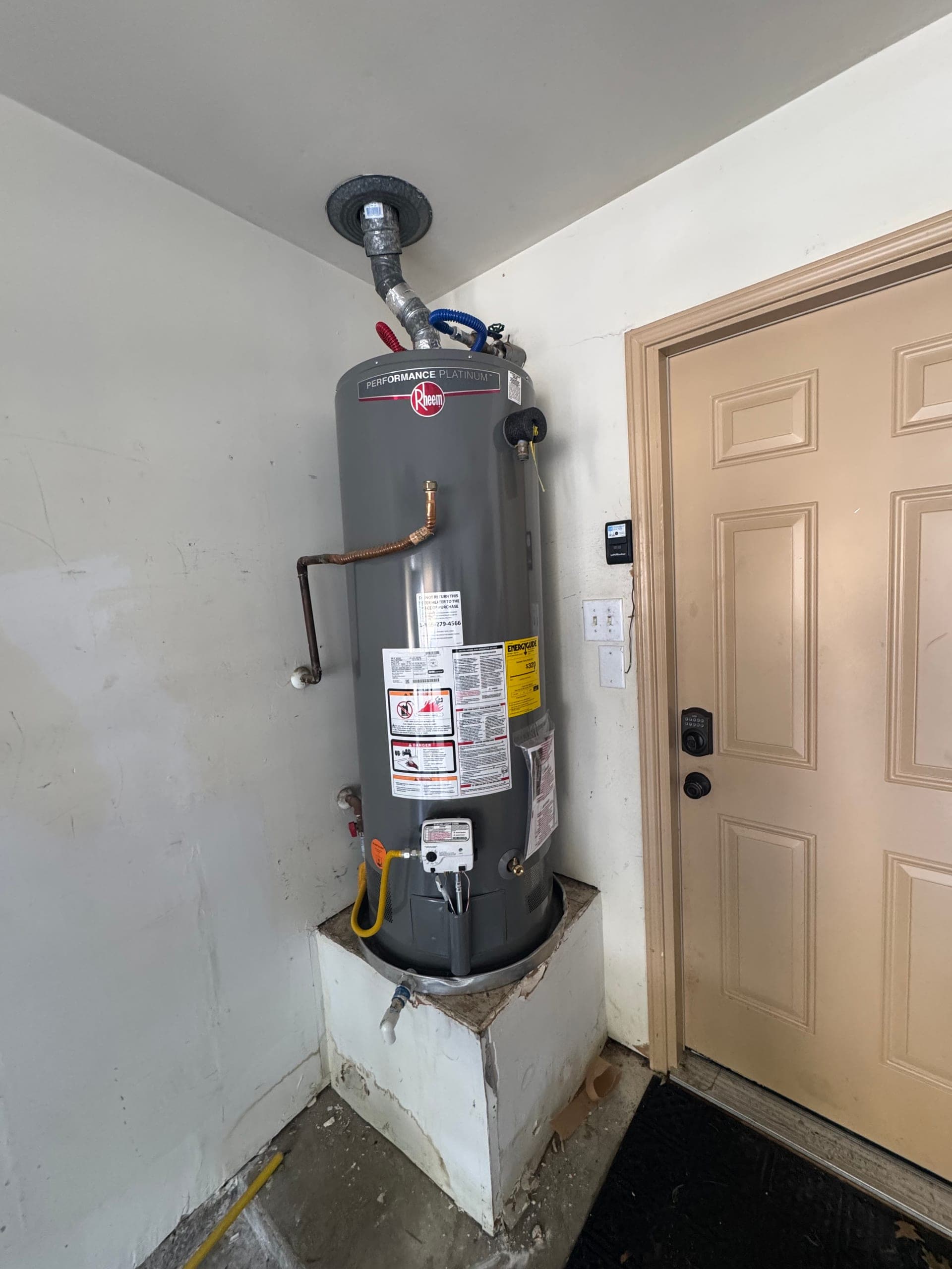 Completed water heater replacement by Chilton Home Services